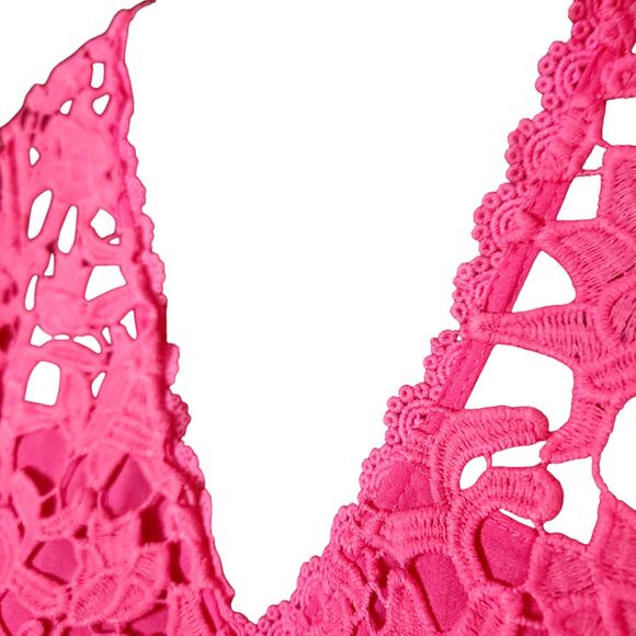 Anthropologie ENDLESS ROSE Embroidered Lace Floral Pink Dress Lg NWT | MSRP $110 - Picture 6 of 9